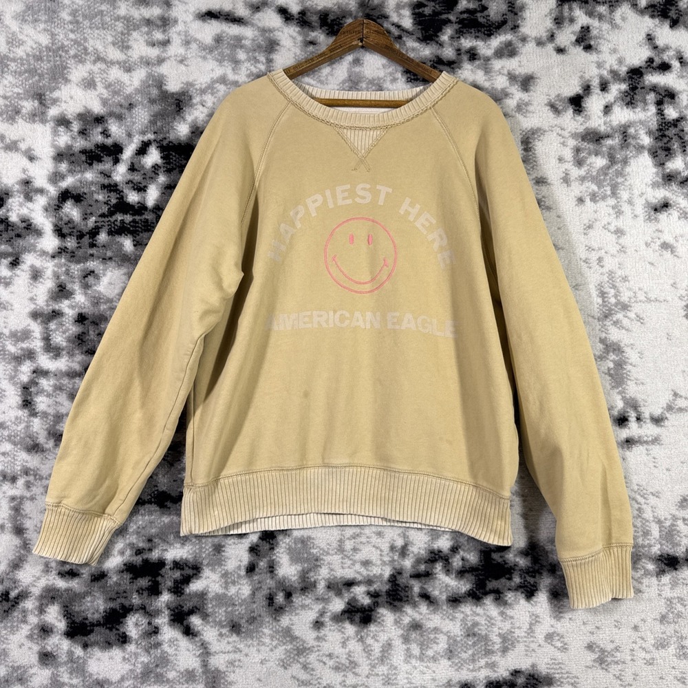 American Eagle This Feels Seriously Lived In Sweatshirt Womens Size Medium Yello